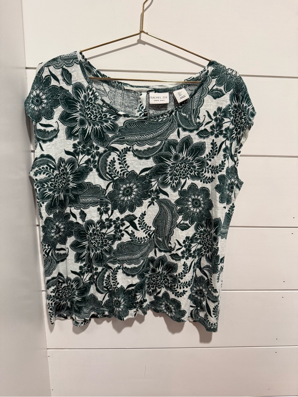 Rachel Zoe Green Floral Short Sleeve Tee